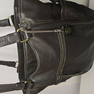 Faux Leather Brown Baggy Shoulder Bag ByThe Sak